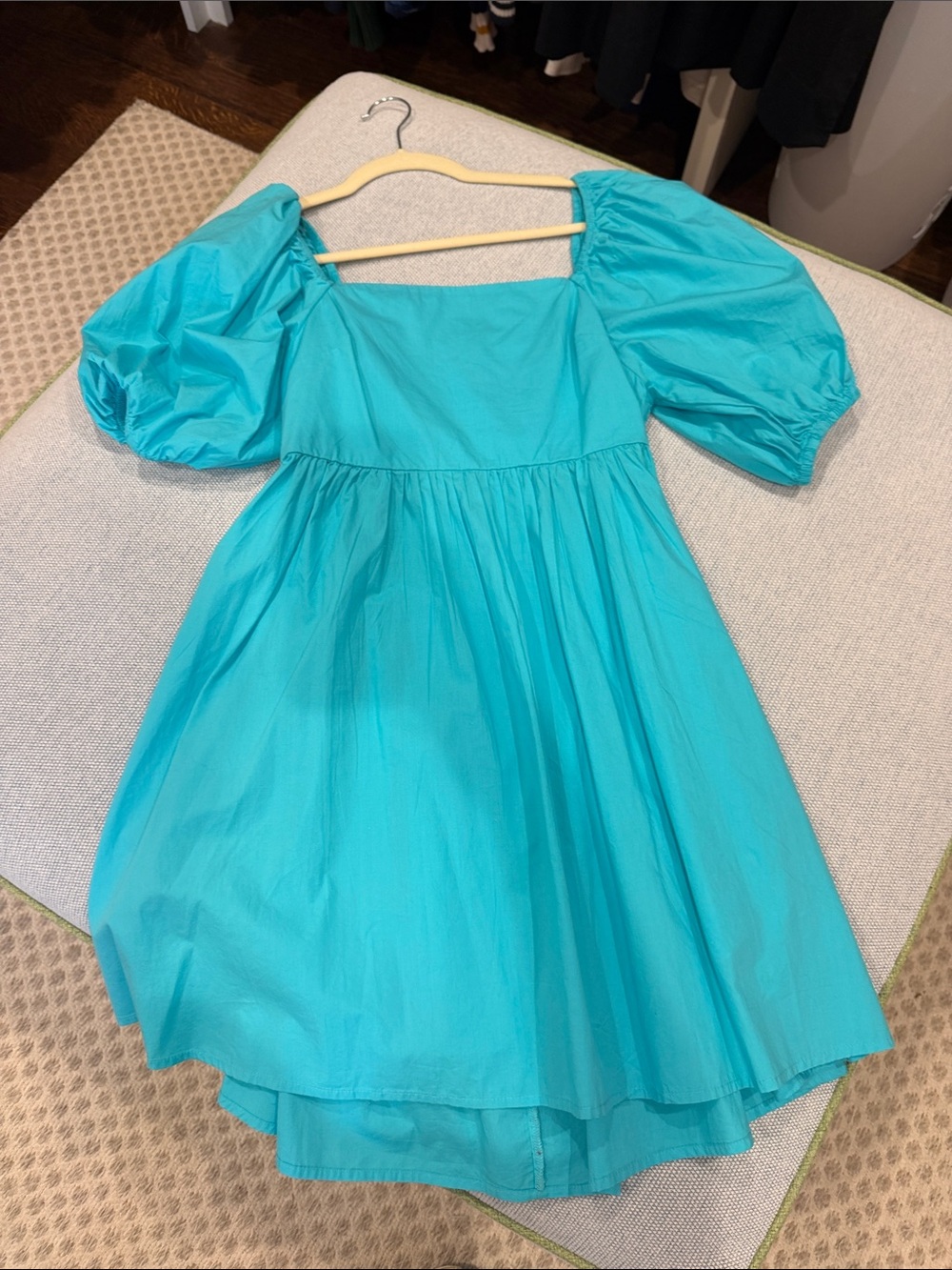 a new day Teal Puff-Sleeve Square-Neck Sundress